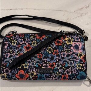 Sakroots Black Multi Floral Crossbody Wristlet